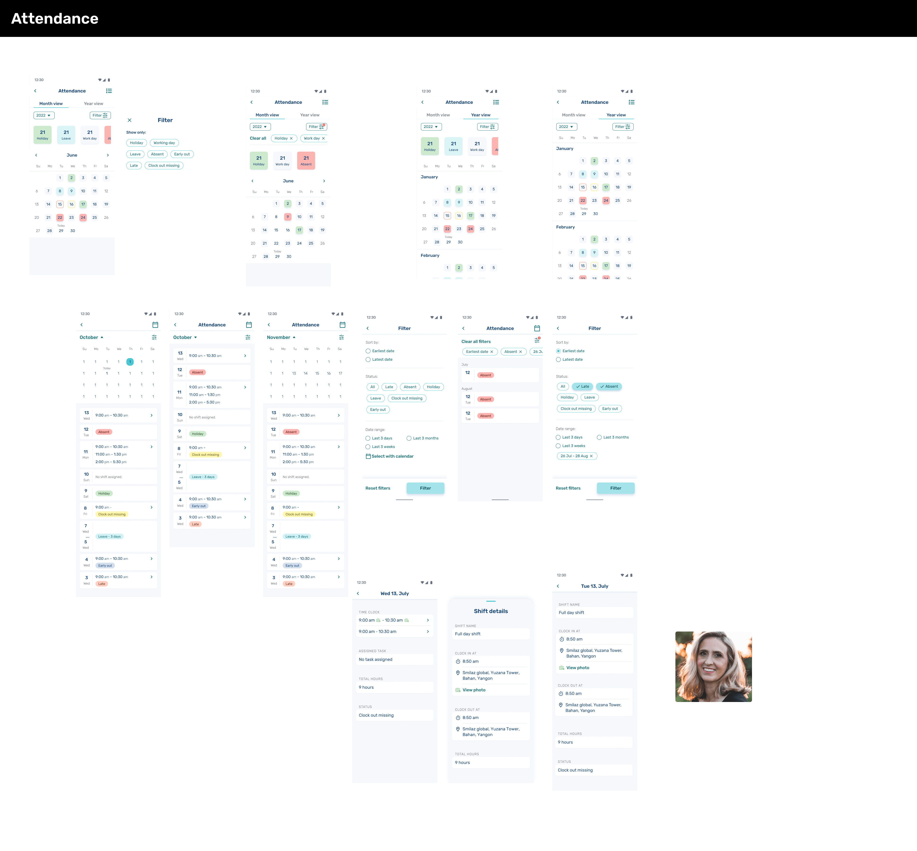 Attendance Calendar and Filters