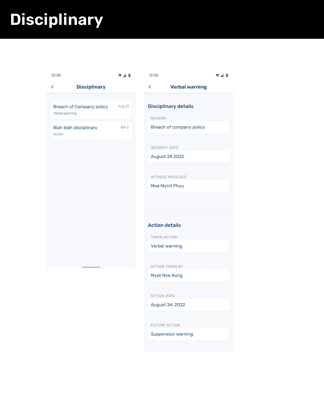 Disciplinary Log and Detail