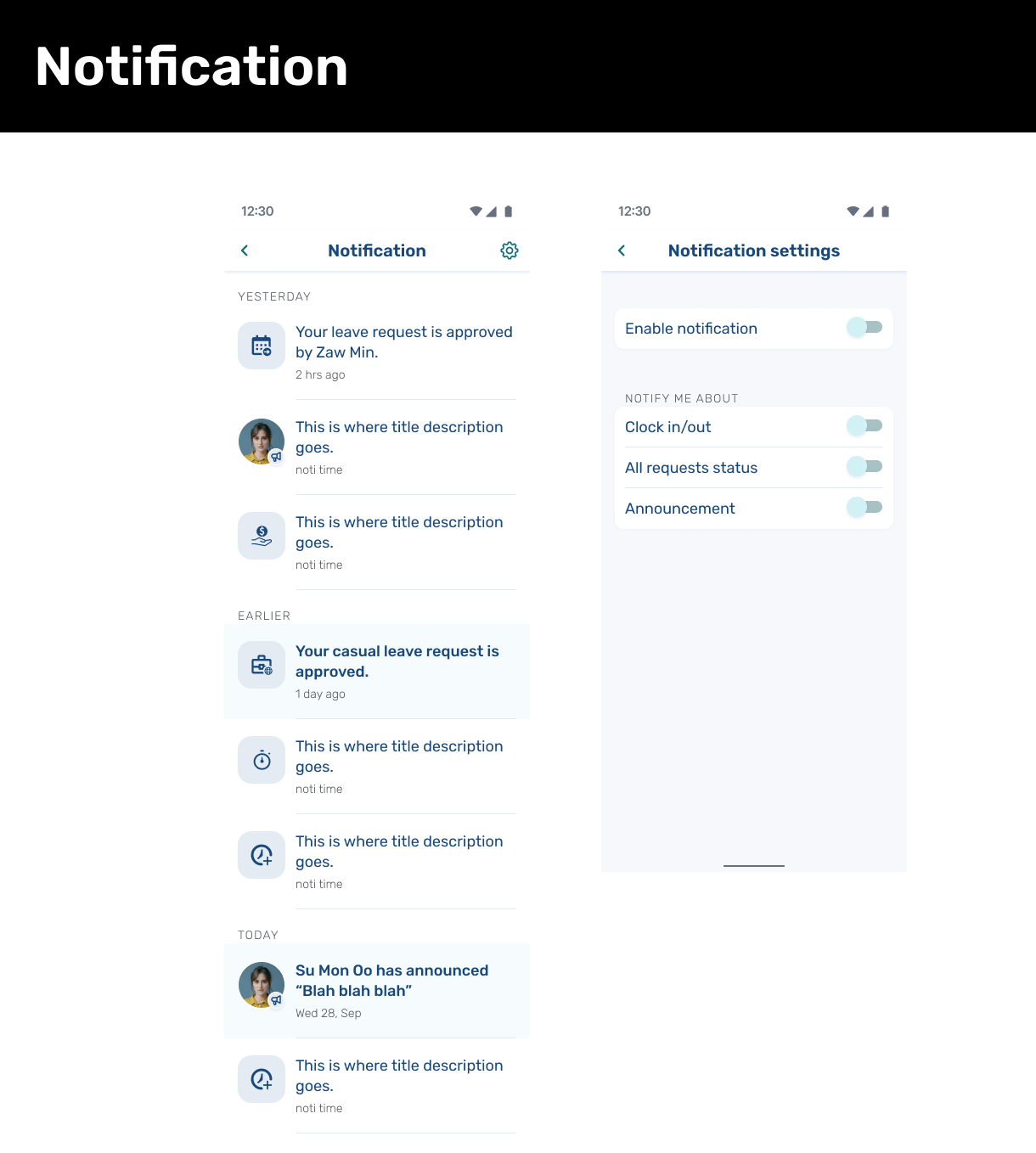 Notification Feed and Settings